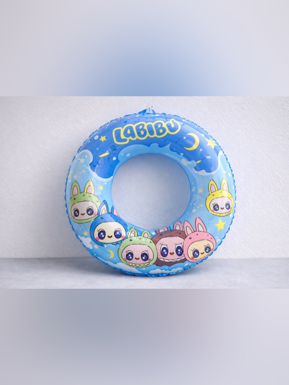 Labubu Blue Inflatable Swim Ring Float Kids Pool Tube 22” Cute Cartoon New